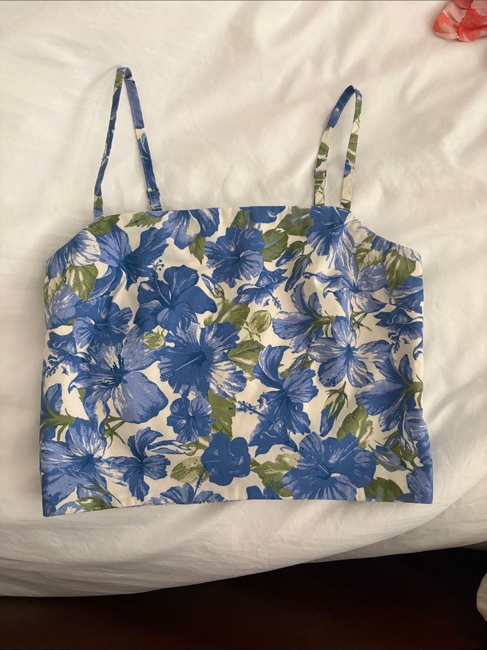Abercrombie & Fitch Blue and White Floral Spaghetti Strap Camisole